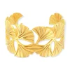 Bracelet rigide acier jaune motifs fleurs 60mm