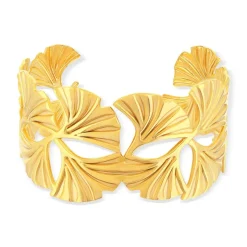 Bracelet rigide acier jaune motifs fleurs 60mm