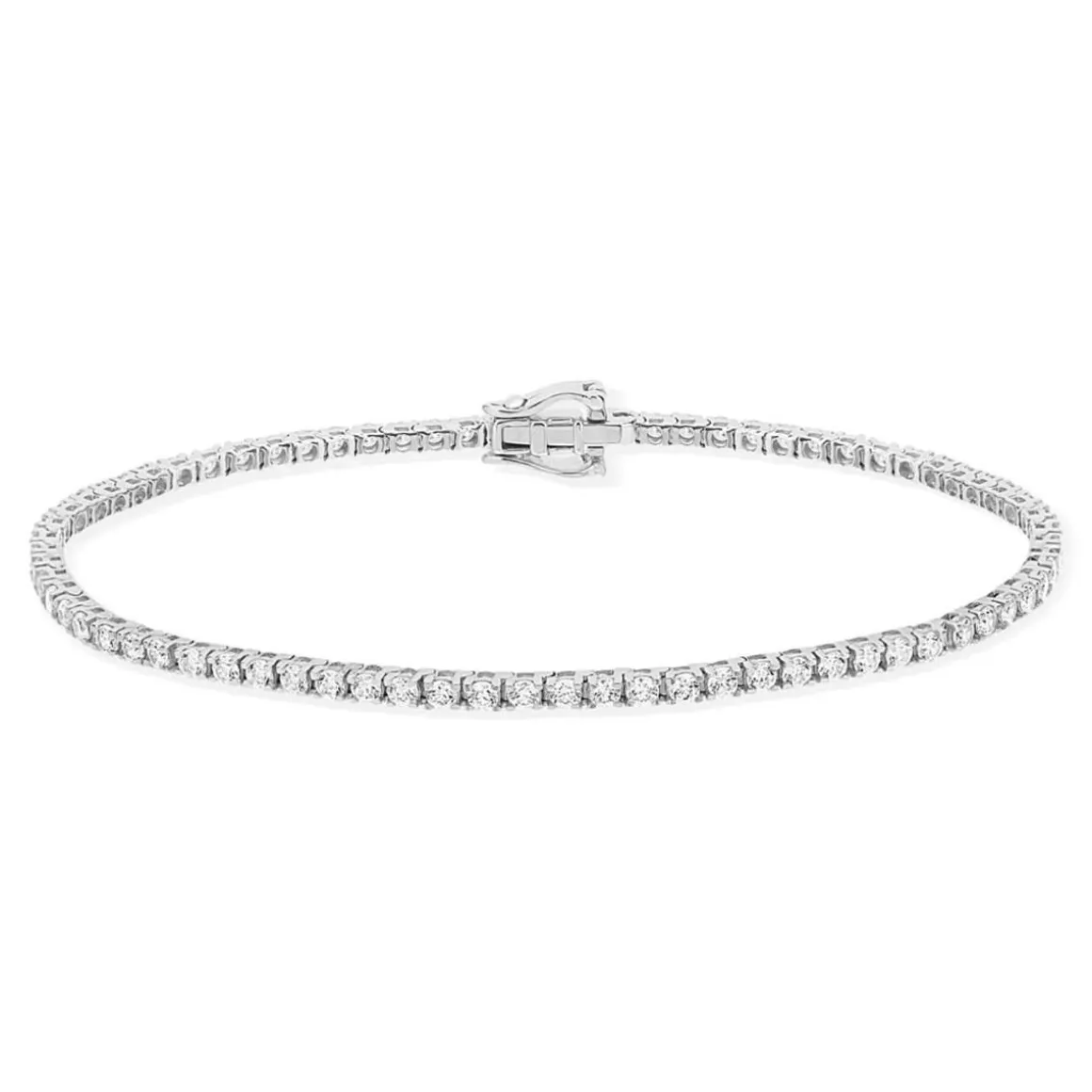 Bracelet tennis or 750 blanc diamant synthétique