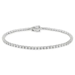 Bracelet tennis or 750 blanc diamant synthétique