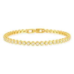 Bracelet tennis plaqué or jaune serti clos 19,5cm
