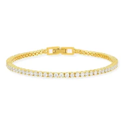 Bracelet tennis plaqué or jaune serti 4 griffes 19,5cm