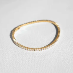 Bracelet tennis plaqué or jaune serti 4 griffes 19,5cm