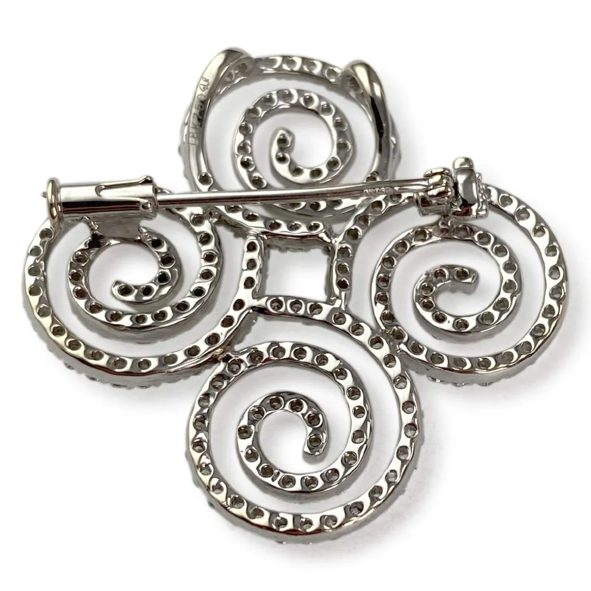 Broche d'occasion or 750 blanc diamants