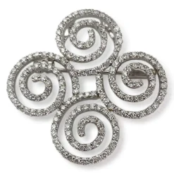 Broche d'occasion or 750 blanc diamants