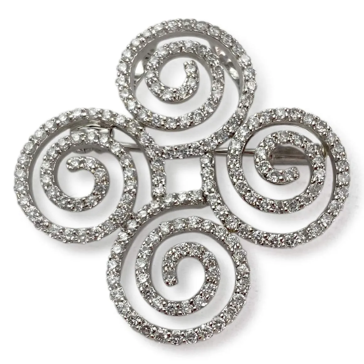 Broche d'occasion or 750 blanc diamants