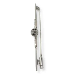 Broche d'occasion or 750  blanc saphirs  synthetiques