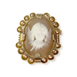 Broche d'occasion or 750 jaune camée coquille