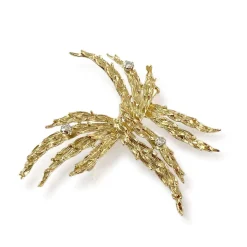 Broche d'occasion or 750 jaune diamants