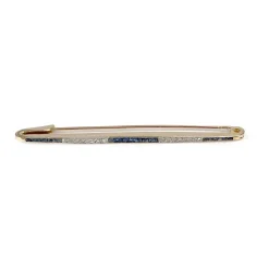 Broche d'occasion or 750 jaune diamants verres bleus