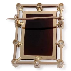Broche d'occasion or 750 jaune diamant camee