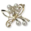 Broche d'occasion or 750 jaune fleur perles de culture