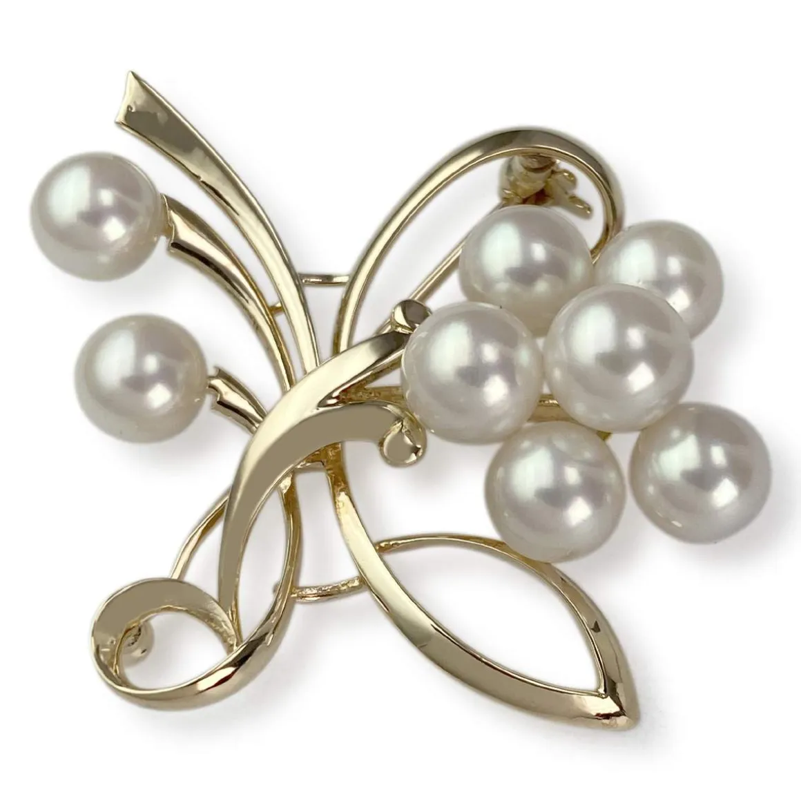 Broche d'occasion or 750 jaune fleur perles de culture