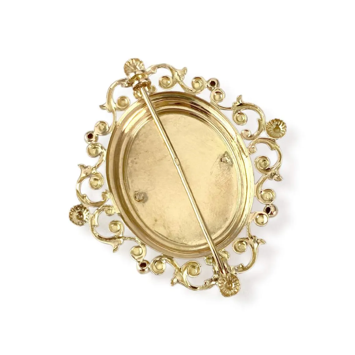 Broche d'occasion or 750 jaune perles de culture
