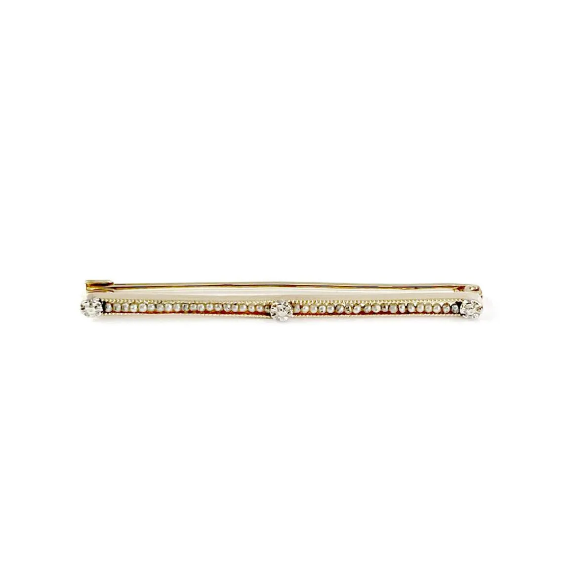 Broche d'occasion or 750 jaune perles
