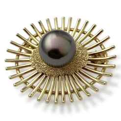 Broche d'occasion or 750 jaune perle de tahiti