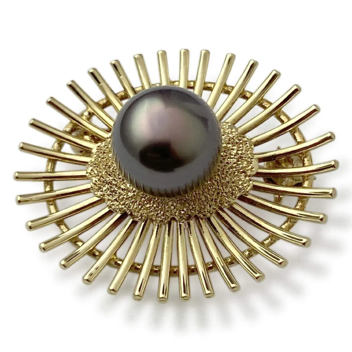 Broche d'occasion or 750 jaune perle de tahiti