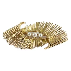 Broche d'occasion or 750 jaune perle de culture