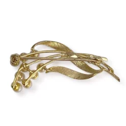 Broche d'occasion or 750 jaune perles de culture