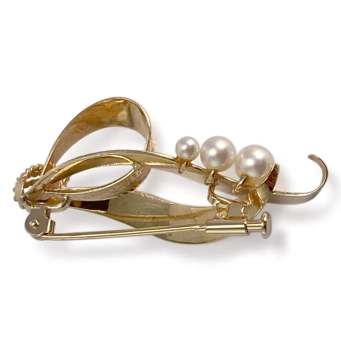 Broche d'occasion or 750 jaune perle de culture perle de culture perle de culture