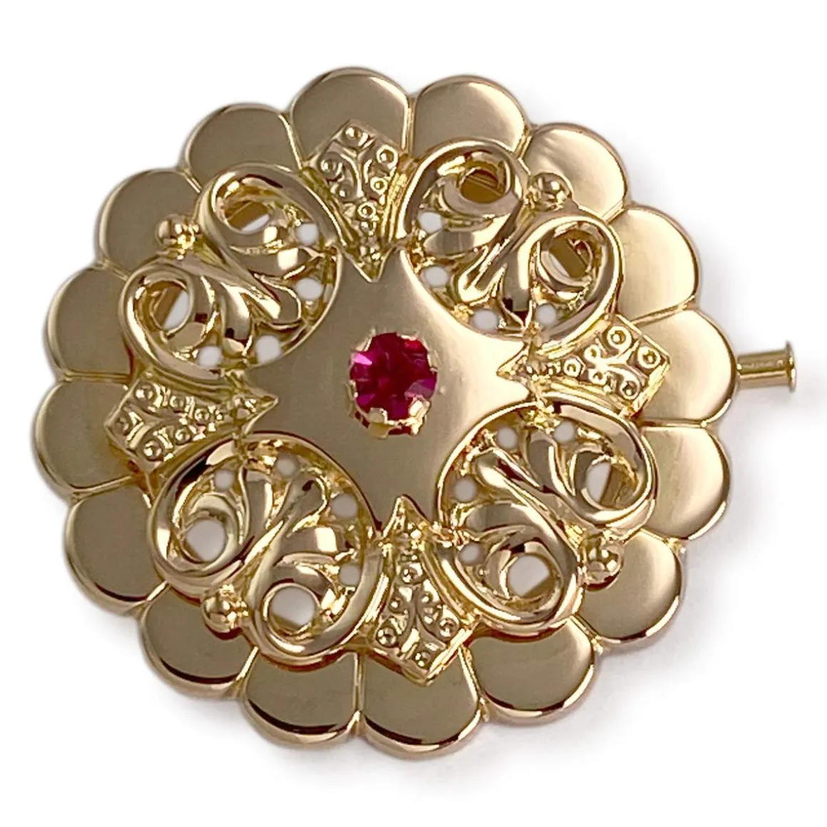 Broche d'occasion or 750 jaune zirconia