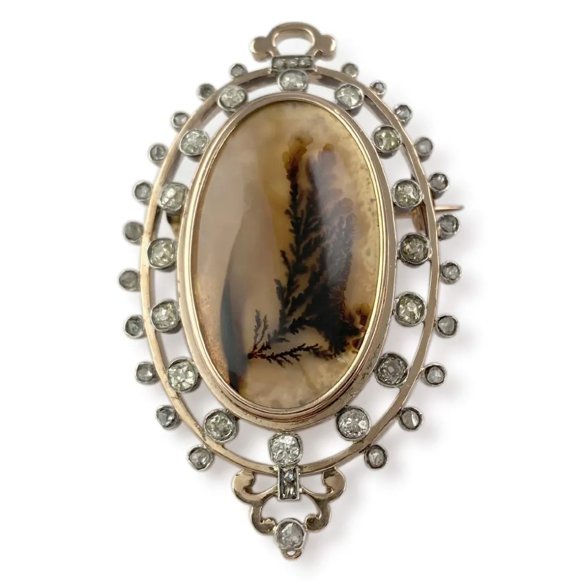 Broche d'occasion or 750 rose diamants