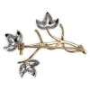 Broche d'occasion 2 ors 750 fleurs diamants