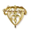 Broche d'occasion or 750 2 tons diamants et perles fines
