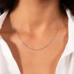 Chaine or 375 blanc maille forçat 45 cm