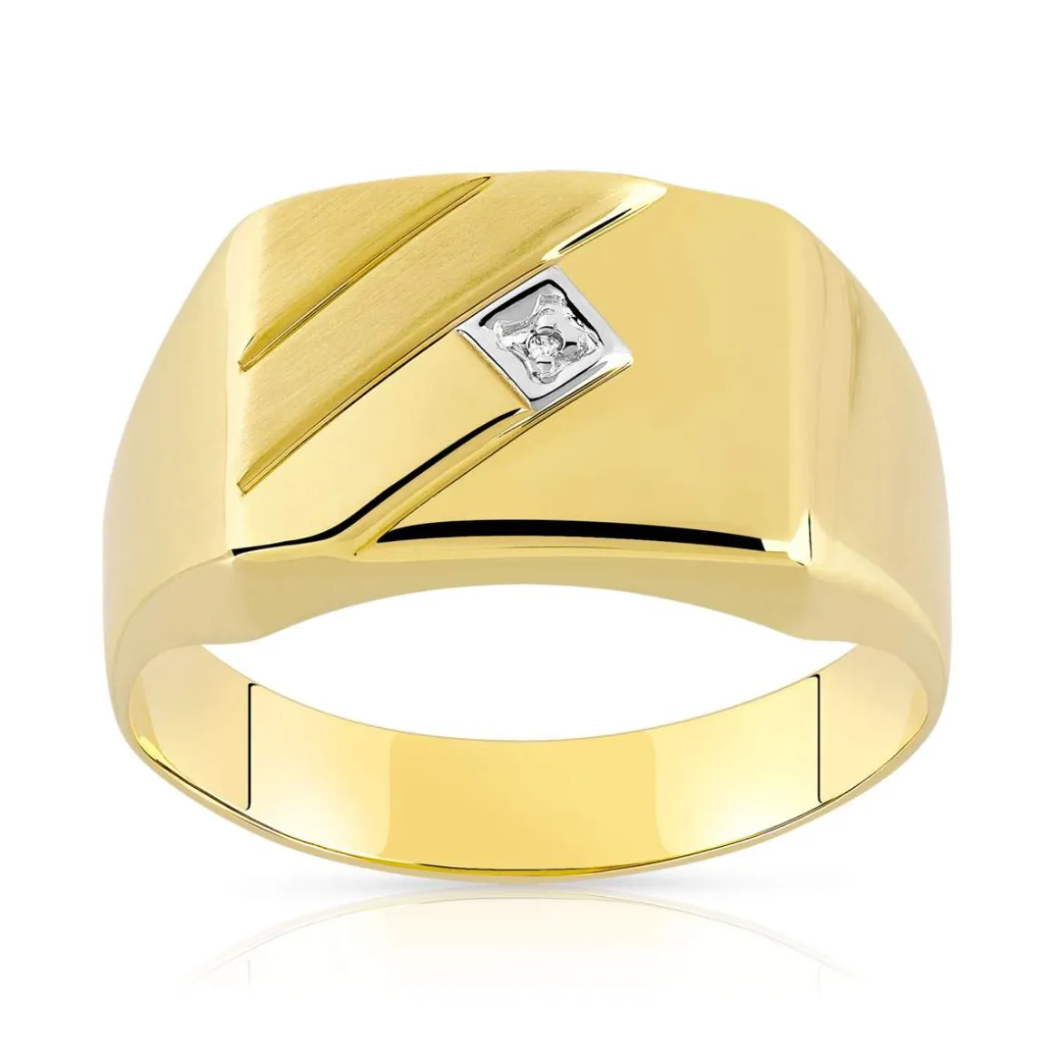CHEVALIERE or jaune et or rhodié diamant