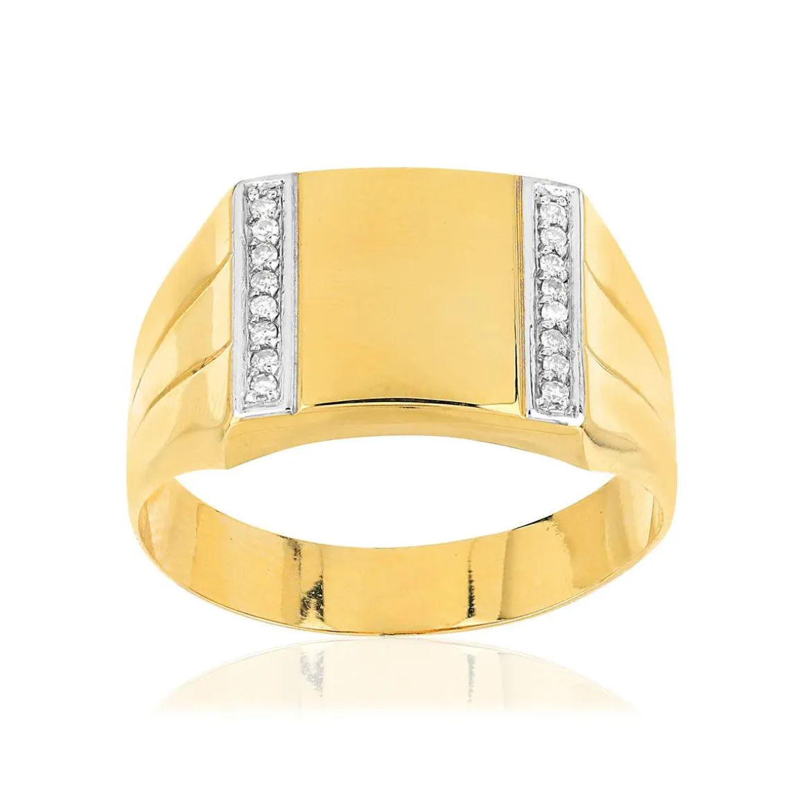 CHEVALIERE or jaune 375 2 tons et diamant