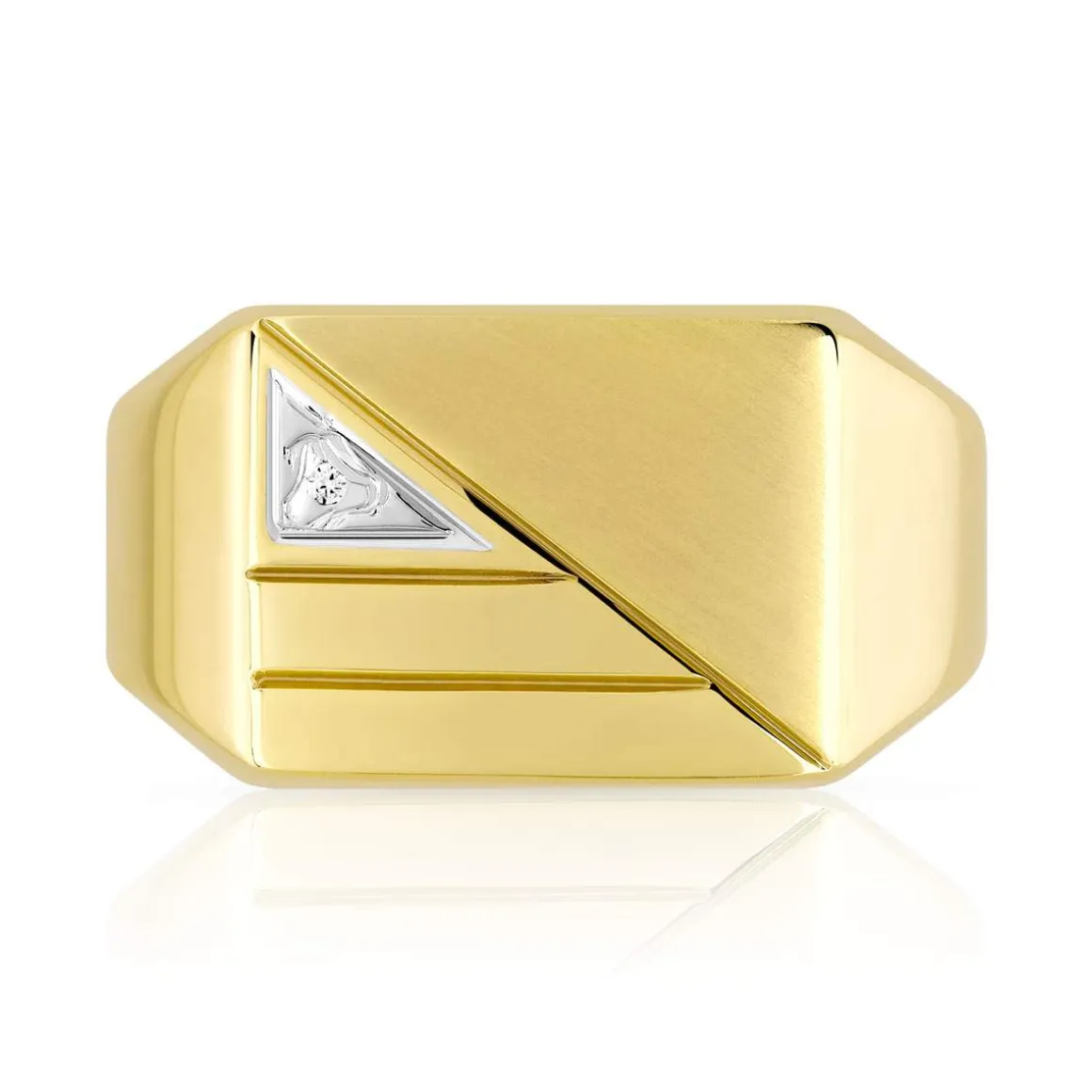 Chevaliere or 750 2 tons rectangle diamant