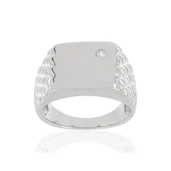 Chevalière argent 925 carrée zirconia