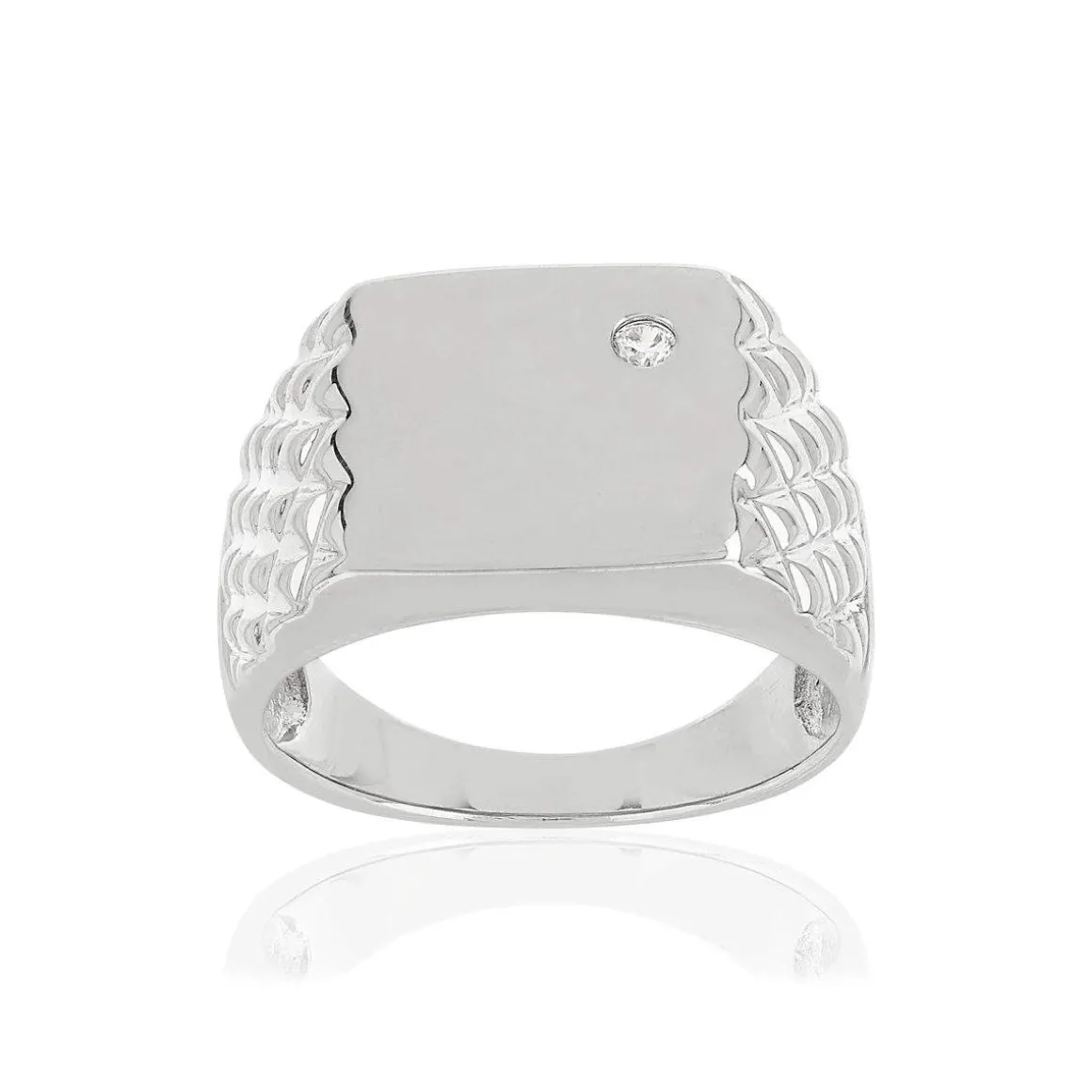 Chevalière argent 925 carrée zirconia