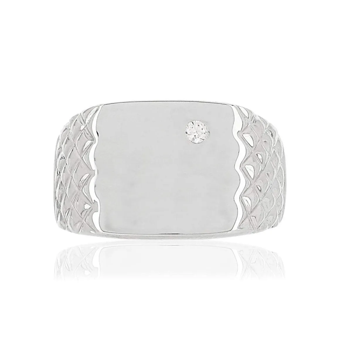 Chevalière argent 925 carrée zirconia