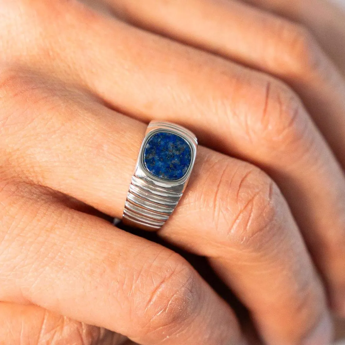 Chevalière argent 925 lapis lazuli