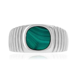 Chevalière argent 925 malachite