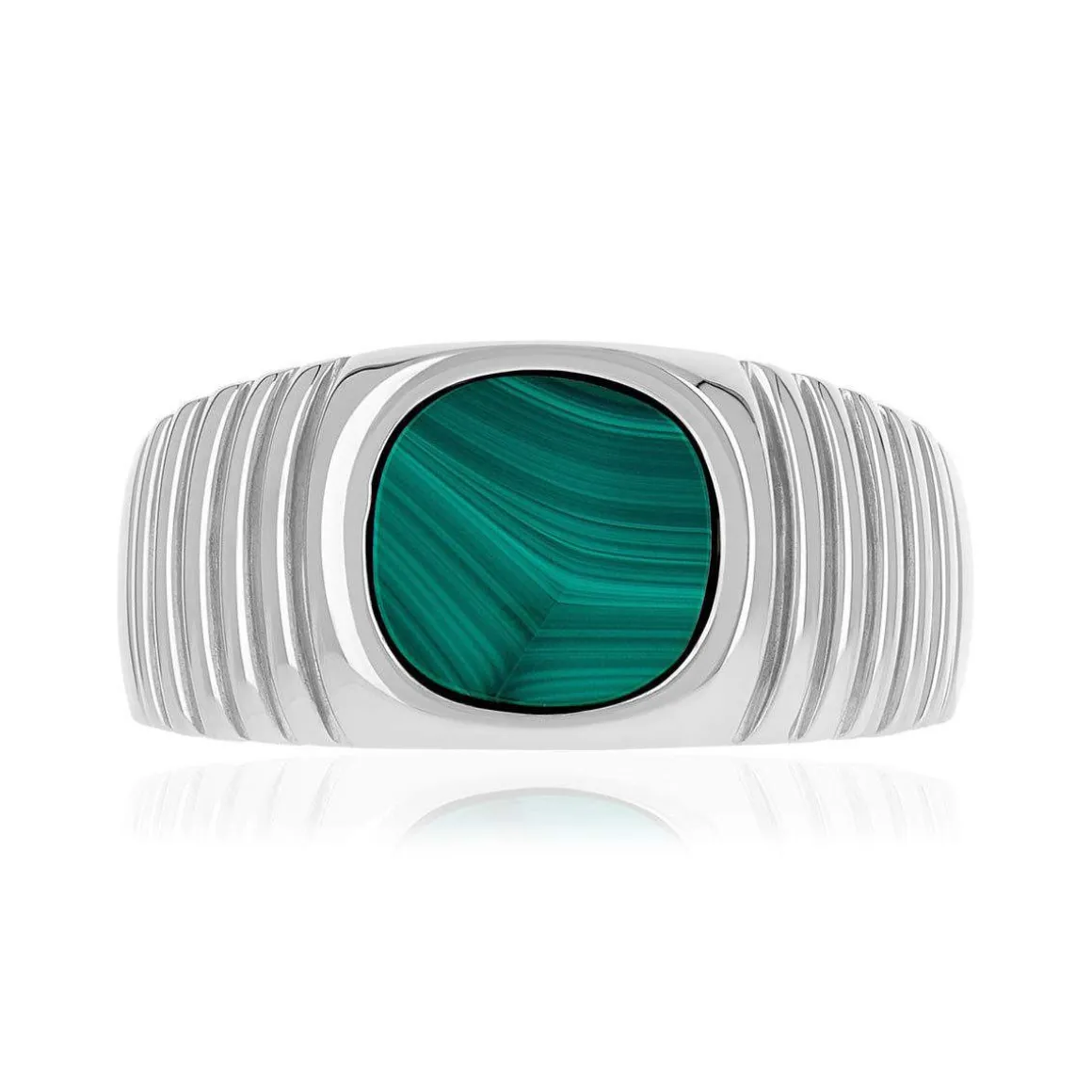 Chevalière argent 925 malachite