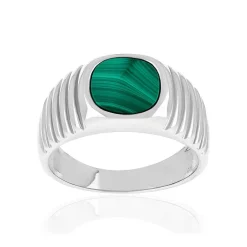Chevalière argent 925 malachite