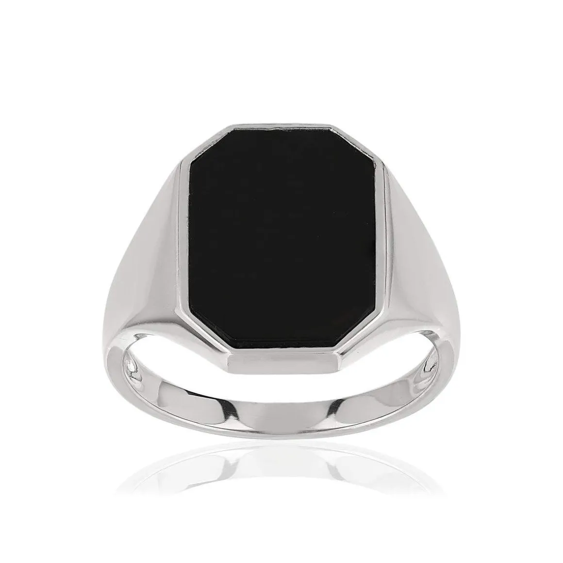 Chevalière argent 925 octogone onyx