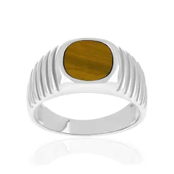 Chevalière argent 925 oeil de tigre
