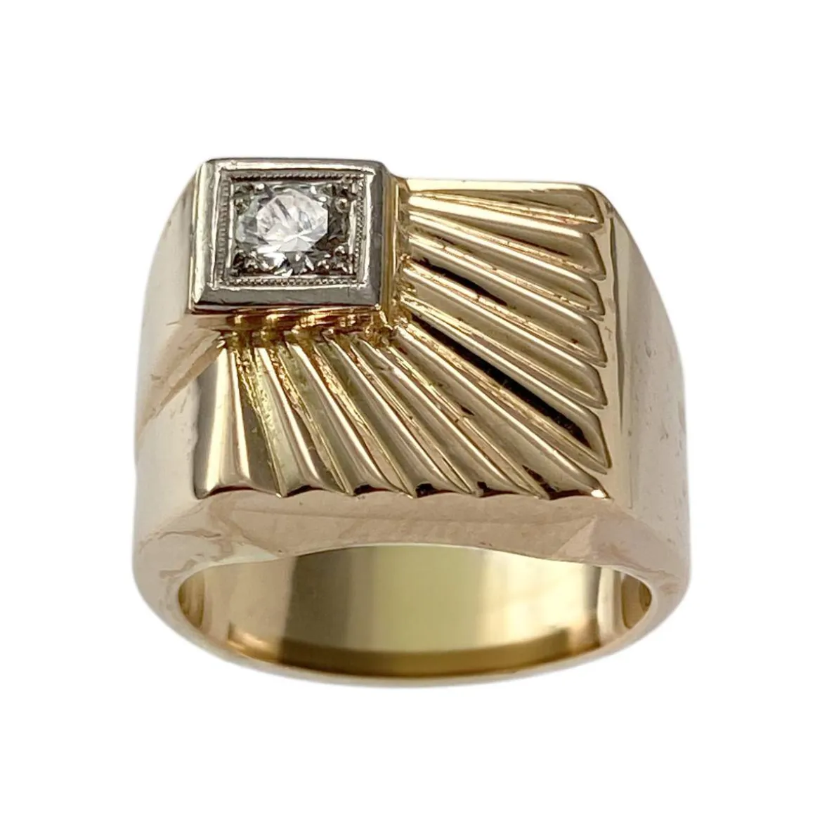 Chevalière d'occasion or 750 jaune diamant