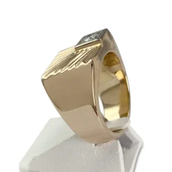 Chevalière d'occasion or 750 jaune diamant