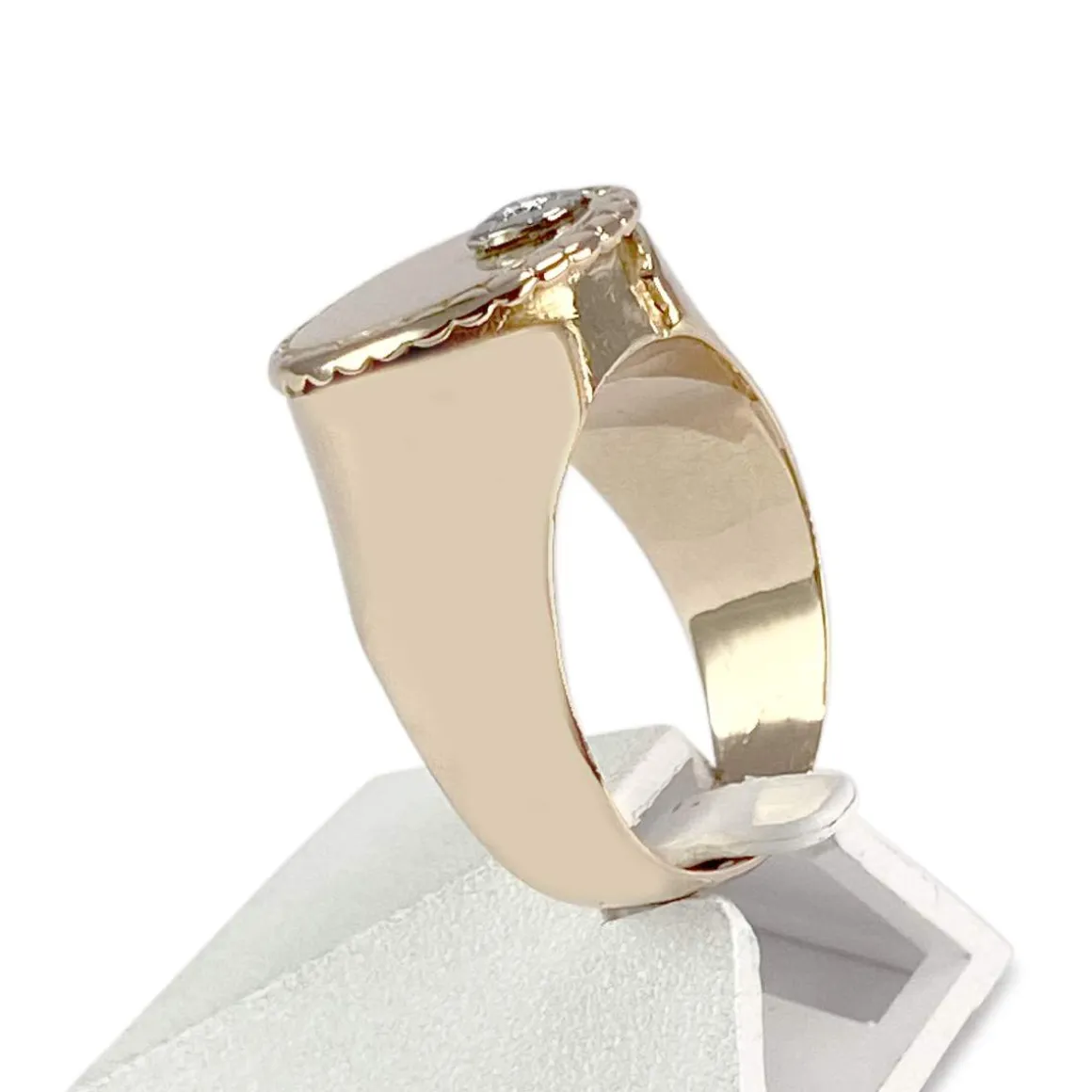 Chevalière d'occasion 2 ors 750 diamant