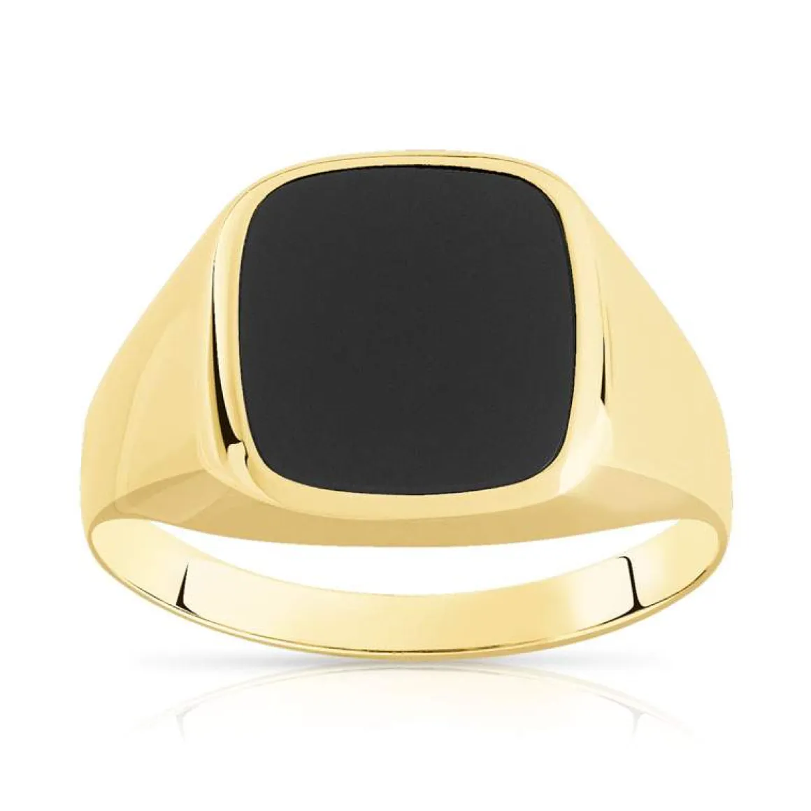 Chevalière or 375 jaune carrée onyx