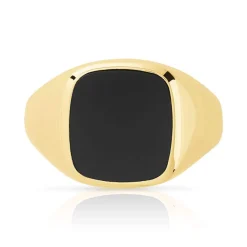 Chevalière or 375 jaune carrée onyx
