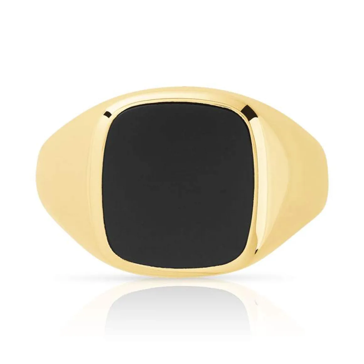 Chevalière or 375 jaune carrée onyx