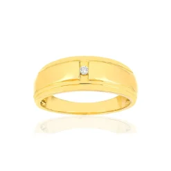 Chevalière or jaune 375, diamant.