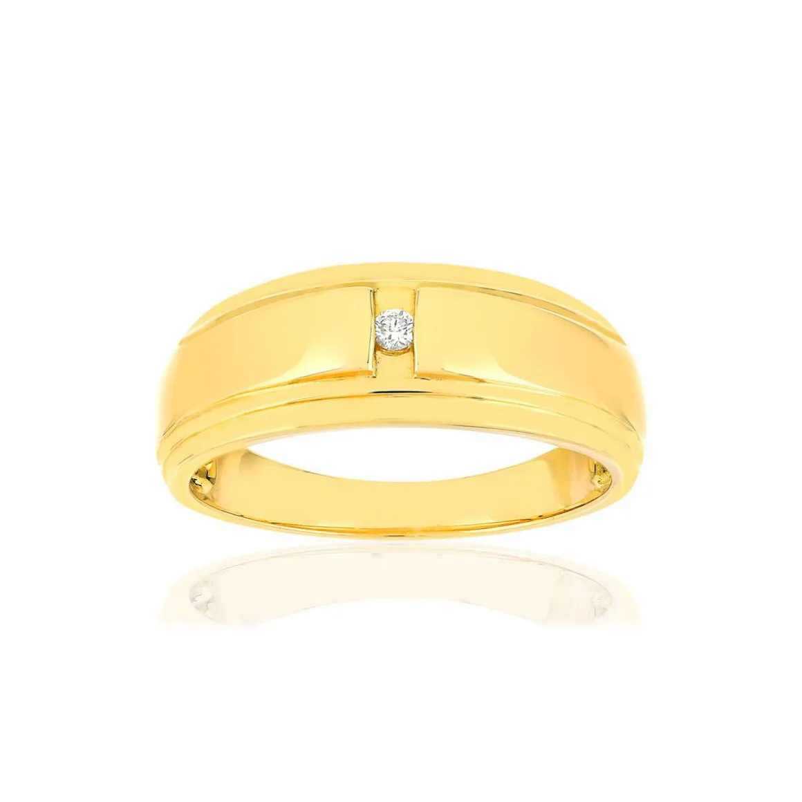 Chevalière or jaune 375, diamant.