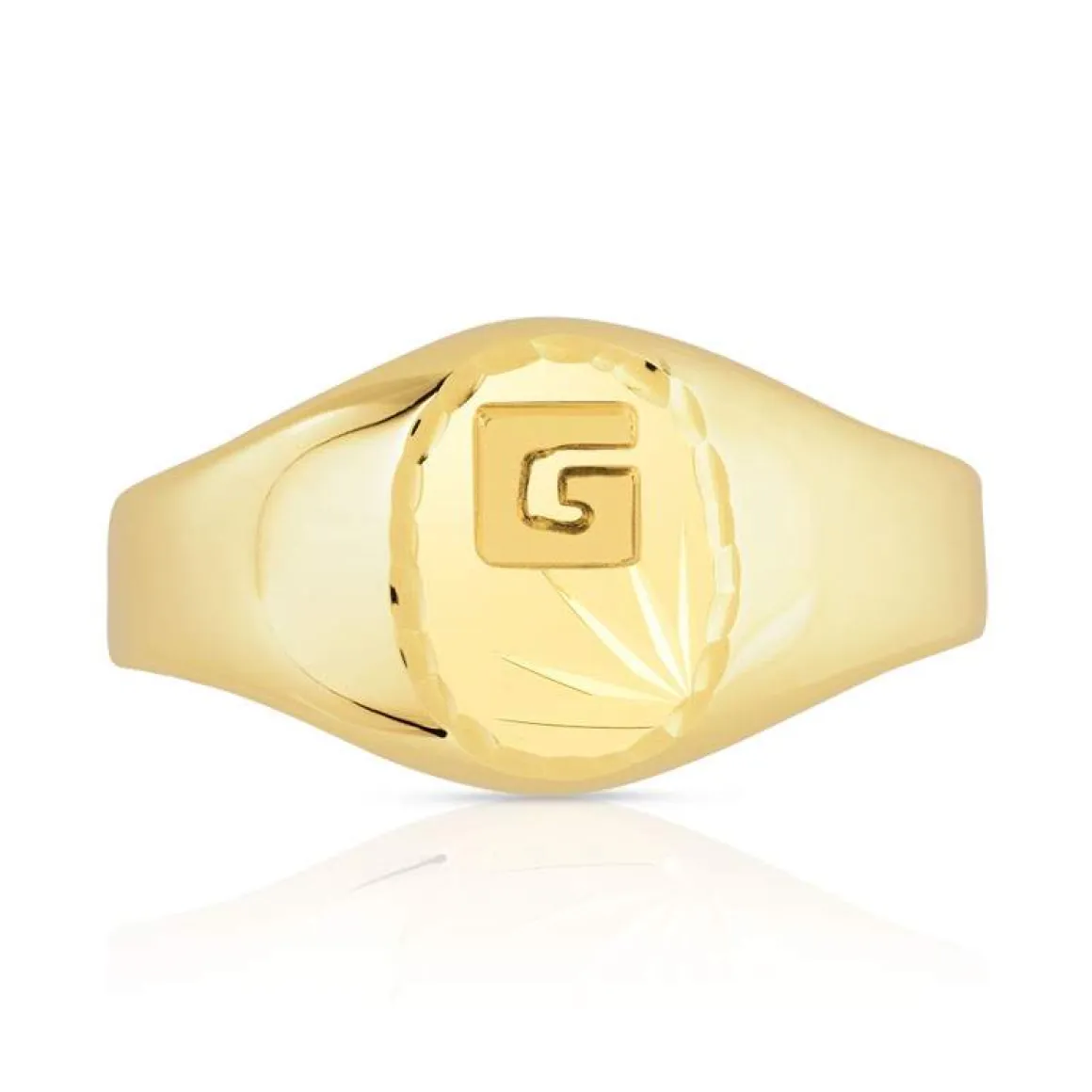 Chevalière or 375 jaune diamanté 1 initiale
